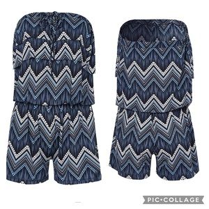 MLYQ Women’s summer bohemian tunic party  beach tube top jumpsuit size Medium